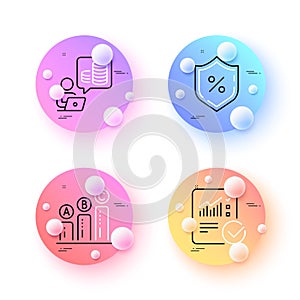 Graph chart, Loan percent and Checked calculation minimal line icons. For web application, printing. Vector