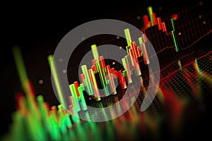 Graph or chart showing fluctuations in the stock market