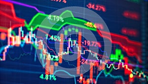 Graph chart of stock market investment trading. The Forex graph chart on the digital screen