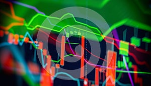 Graph chart of stock market investment trading. The Forex graph chart on the digital screen