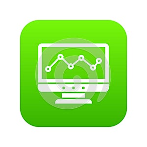 Graph in computer screen icon digital green