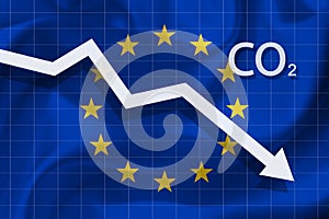 Graph of decline level of air pollution with carbon dioxide  in EU.  Ecological concept