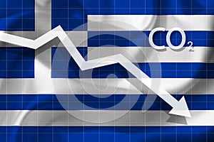 Graph of decline level of air pollution with carbon dioxide  in Greece.  Ecological concept