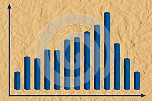 Graph with decrease report. Diagram with recession and bankruptcy progress. Business and finance. crumpled texture