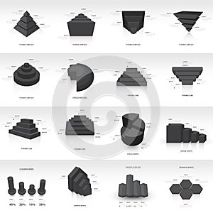 Graph design 3d info graphic template black color