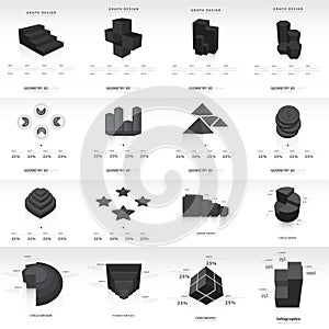 Graph design 3d info graphic template black color
