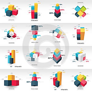 Graph design 3d info graphic template