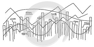 Graph diagram sketch. Infographic freehand line.