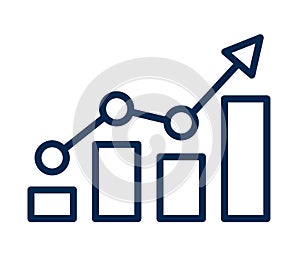 Graph diagram up line icon, business growth success chart with arrow, profit growing symbol, progress bar symbol, business bar