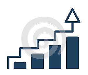 Graph diagram up line icon, business growth success chart with arrow, profit growing symbol, progress bar symbol, business bar