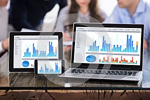 Graph Display On Modern Electronic Devices Screen