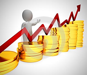 Graph going upwards means success and increased profits - 3d illustration