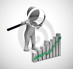 Graph going upwards means success and increased profits - 3d illustration