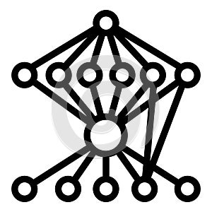 Graph with grid connections line icon, neural network concept. Vector graphics. Data algorithm, deep learning sign on