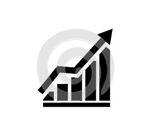 Graph growth arrow. Growth arrow icon. Chart on graph. Increase and grow of business. Graphic icon of financial progress. Diagram