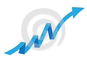 Graph with increase report. Diagram with rise and gain progress. Vector