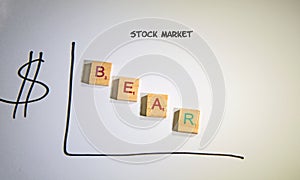 Graph indicating a down bear stock market.