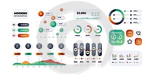 Graph infographic. Colorful modern flow charts and diagrams, option and step timeline, gradient graphic. Vector isolated