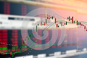 Graph of investment stock candle market chart