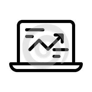 Graph laptop vector thin line icon