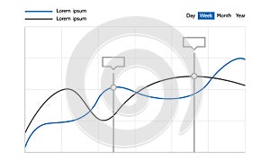 Graph line chart financial statistic Infographics and diagnostics, charts and schemes vector. Business vector element