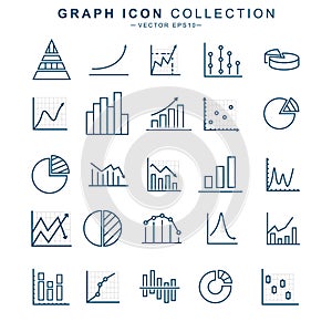 Graph line set icon. Charts and diagram collection. Isolated editable vector illustration.