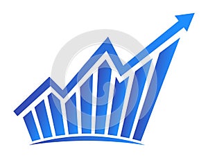 Graph logo with increase report. Diagram with rise and gain progress