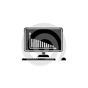graph on the monitor screen icon. Element of education and science illustration. Premium quality graphic design icon. Signs and