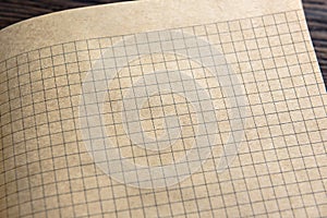 Graph paper of notebook background, open sketchbook with blank page