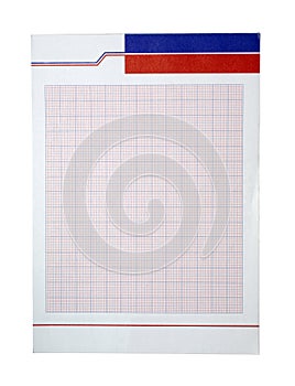 Graph paper. Red with blue.