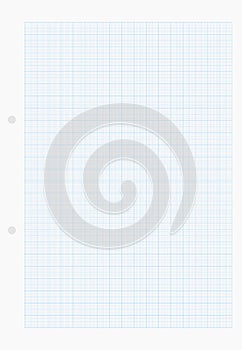 Graph paper sheet background with blue line pattern. Vector.
