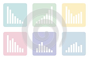 Graph presentation or music play pastel vector button set