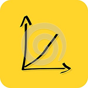 Graph sign. Rising curve plot. Hand drawn. Business growth. Simple vector illustration.