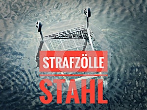 Graph with a statistic on the current metal prices with in german StrafzÃ¶lle Stahl in english punitive tariff steel