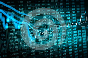 Graph of stock market data and financial with stock analysis ind