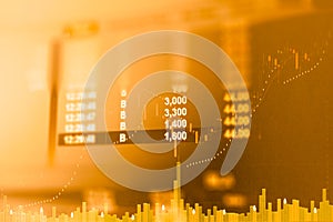 Graph and trade monitor of Investment in bitcoin trading