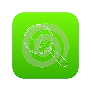 Graph under magnifying glass icon green vector