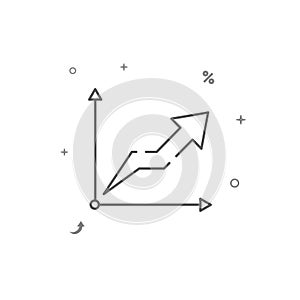 Graph up simple vector line icon. Symbol, pictogram, sign isolated on white background. Editable stroke