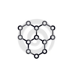 Graphene, atomic carbon structure vector icon