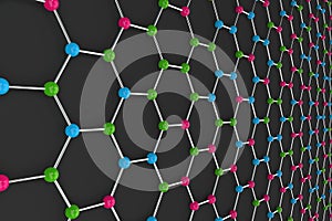 Graphene atomic structure on black background