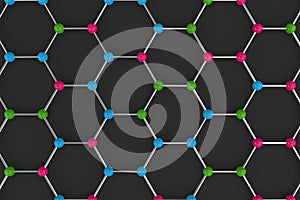 Graphene atomic structure on black background