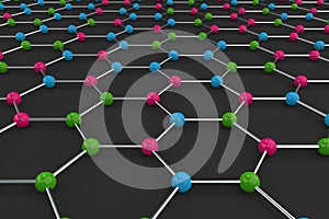 Graphene atomic structure on black background