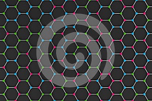 Graphene atomic structure on black background