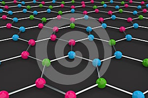 Graphene atomic structure on black background