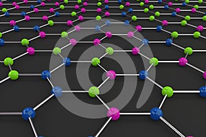 Graphene atomic structure on black background