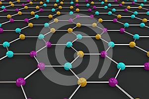 Graphene atomic structure on black background