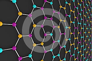 Graphene atomic structure on black background