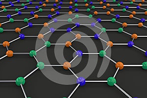 Graphene atomic structure on black background