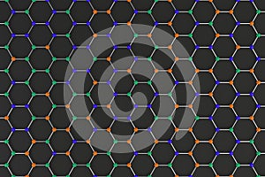 Graphene atomic structure on black background