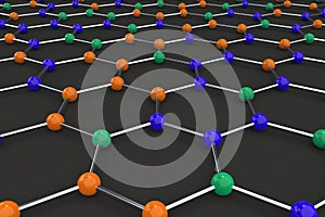 Graphene atomic structure on black background